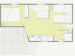 Plan du mobil-home O'Hara 734T.